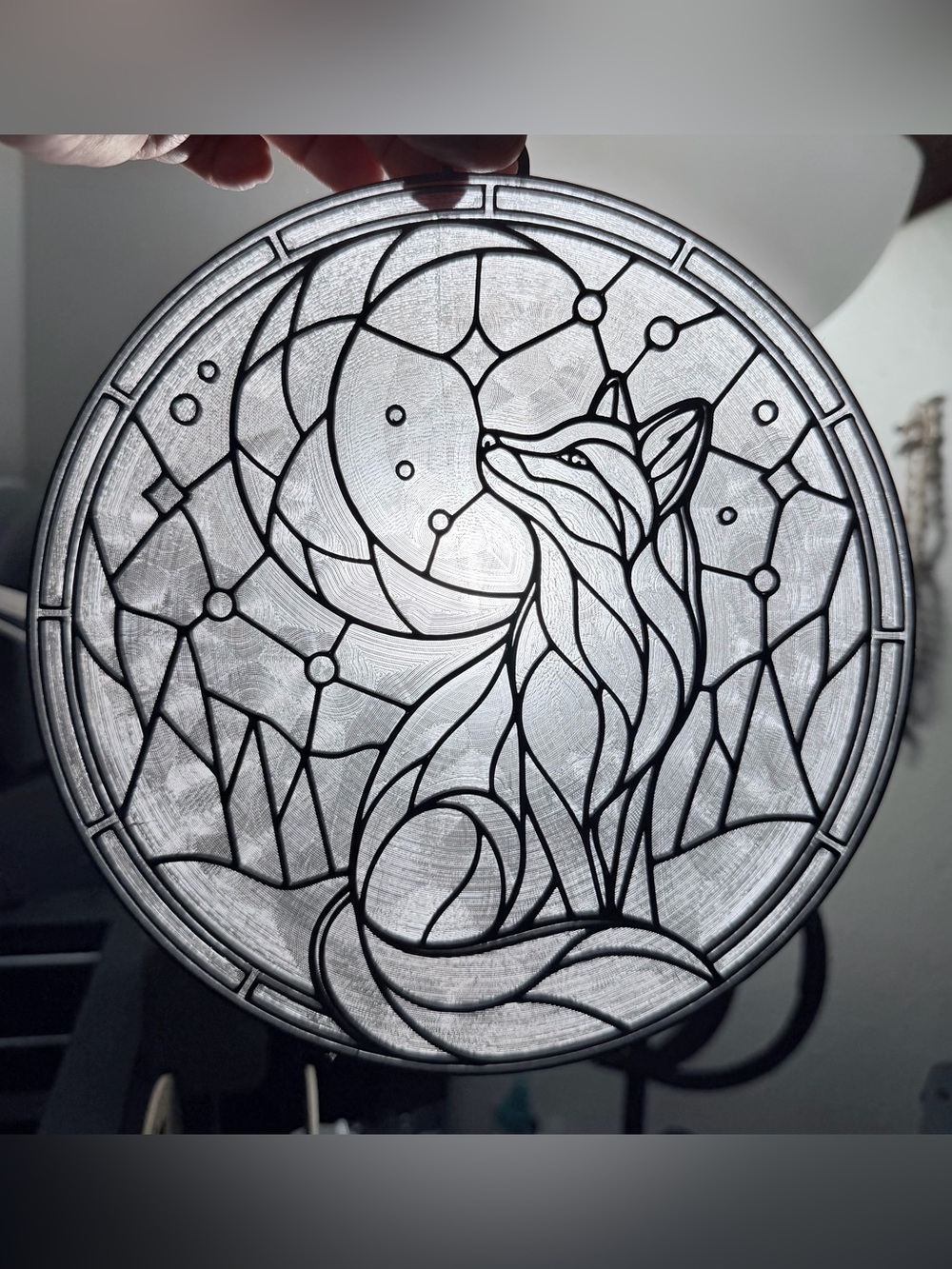 Whimsygoth Moon and Fox Suncatcher, Color Your Own Stained Window Decor Handmade
